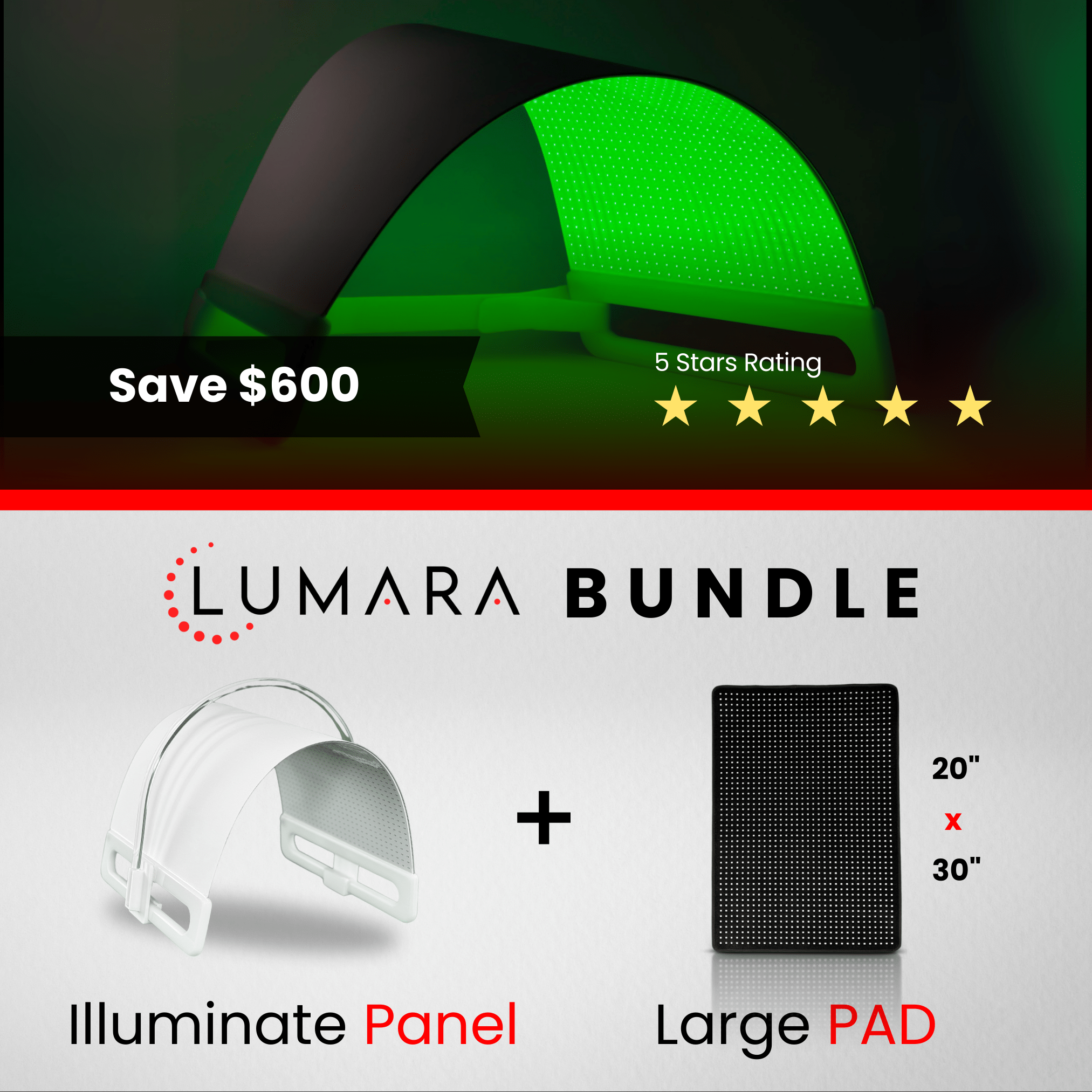 Lumara | Illuminate Green | Red Light Panel