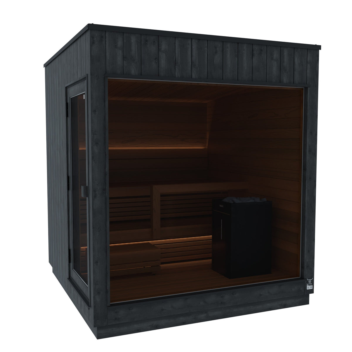 Thermasol Nordic Misty Large outdoor sauna, left door, electric heater