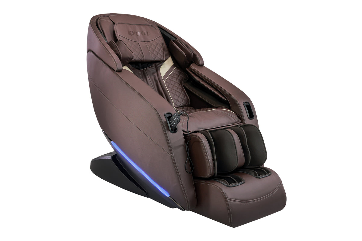 Kyota Yugana M780 4D massage chair in Brown, front three-quarter view