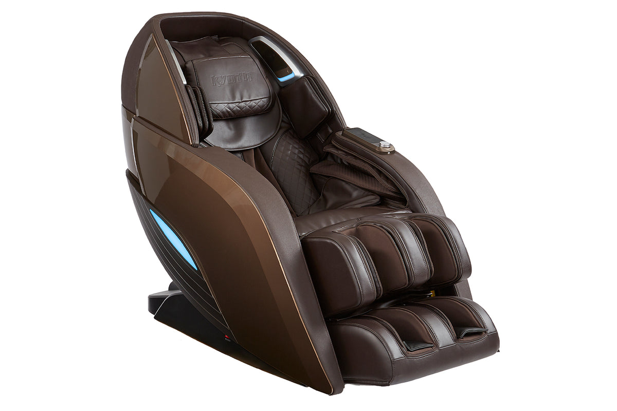 Kyota Yutaka M898 4D massage chair in Brown, front three-quarter view