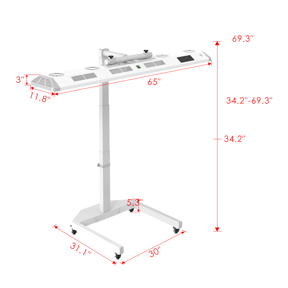 Dimensions of the Renew Panorama Panel and stand
