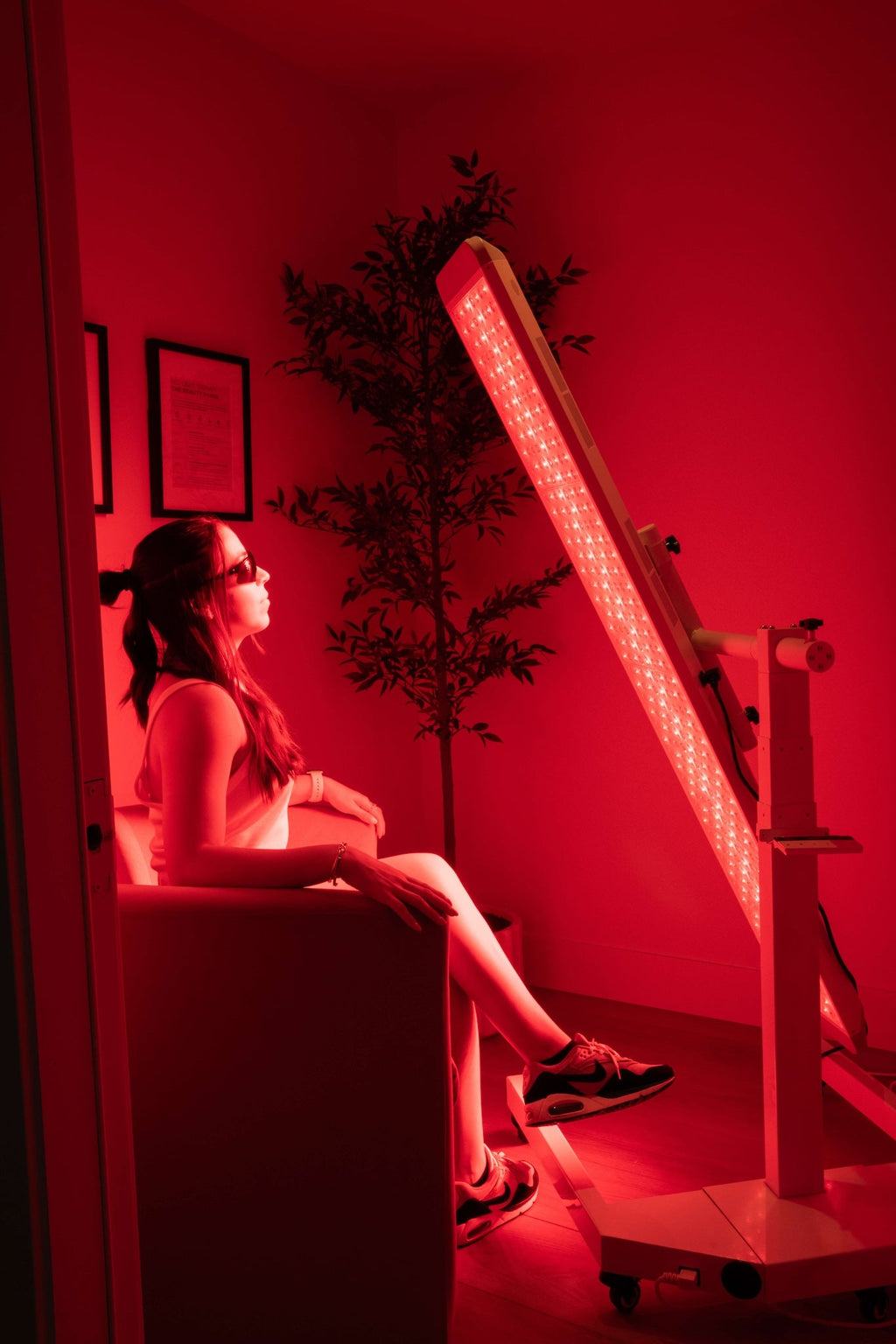 Woman seated in front of the Renew Panorama Panel