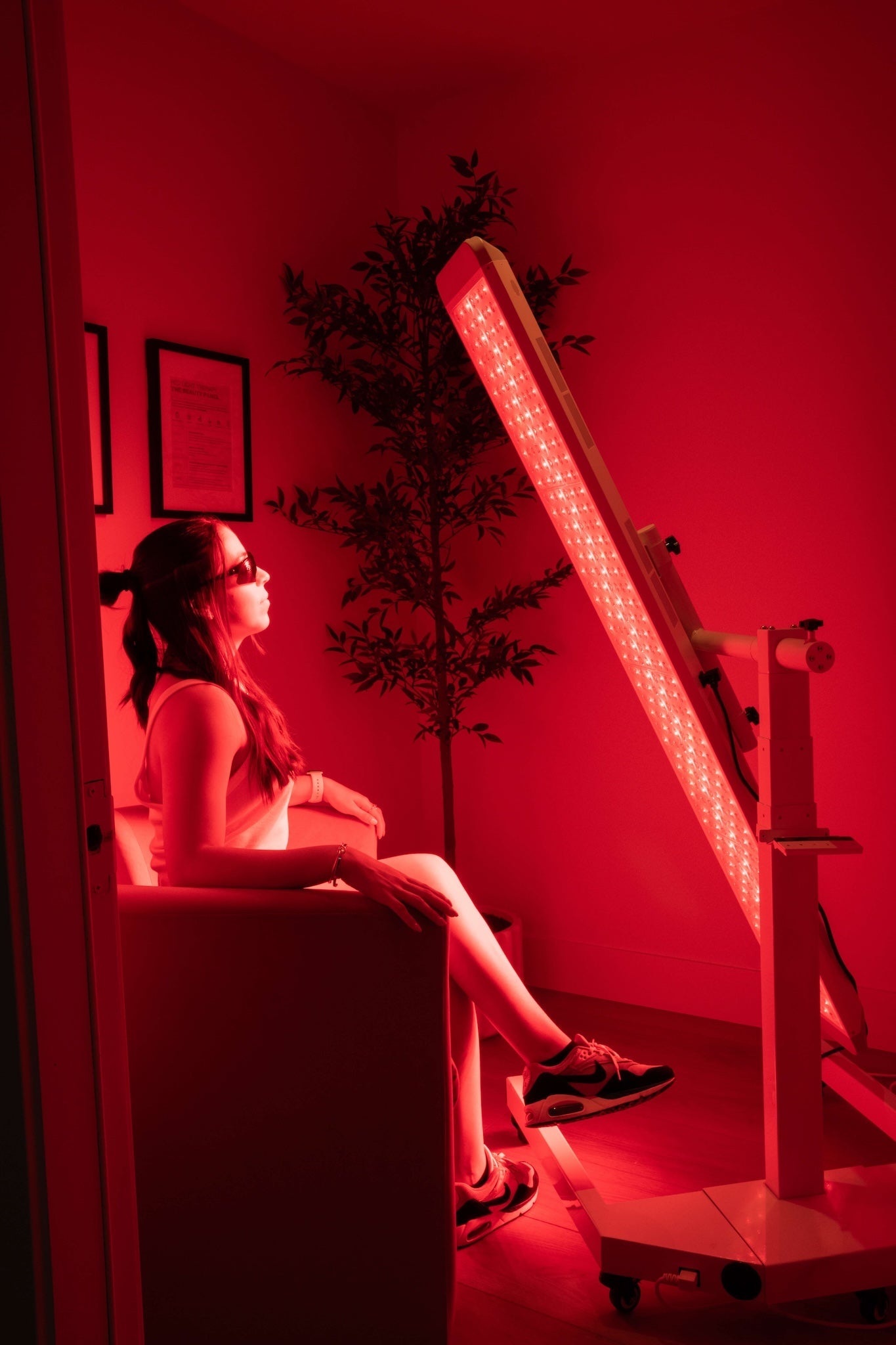 Woman seated in front of the Renew Panorama Panel