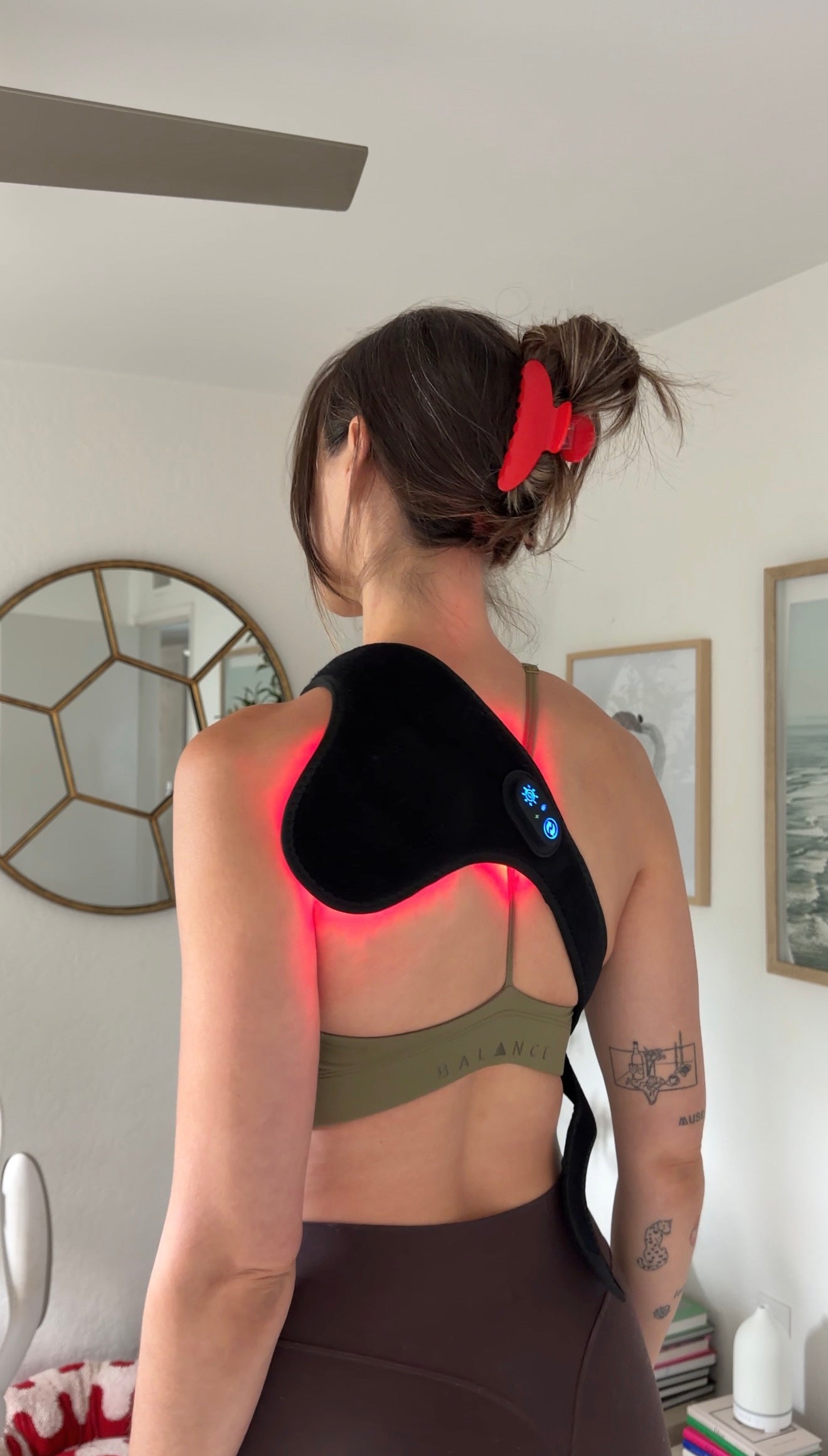 Renew Wrap worn across the shoulder and upper back