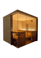 Harvia Lindea View indoor sauna, side perspective
