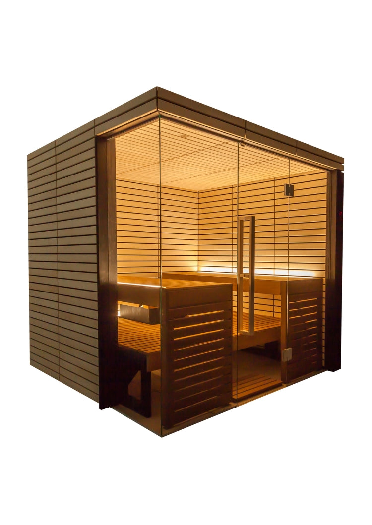 Harvia Lindea View indoor sauna, side perspective