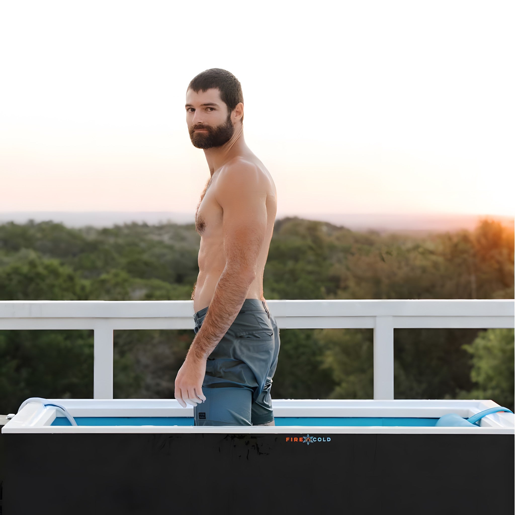 Fire Cold Plunge All-In-One - In Use at Sunset