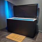 Plunge Zero commercial matte black hard top open in a gym