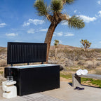 Plunge Zero residential matte black hard top, desert patio in daylight
