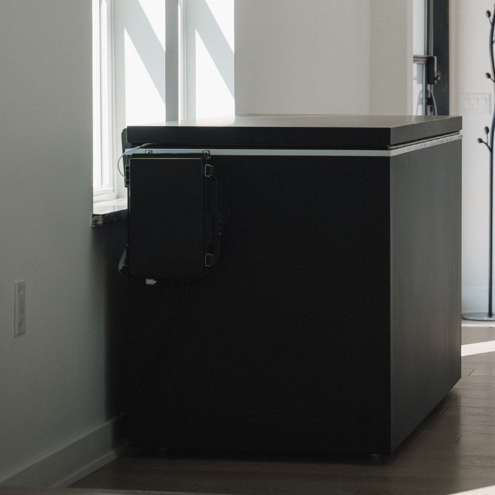 Plunge Zero residential matte black hard top in an indoor room