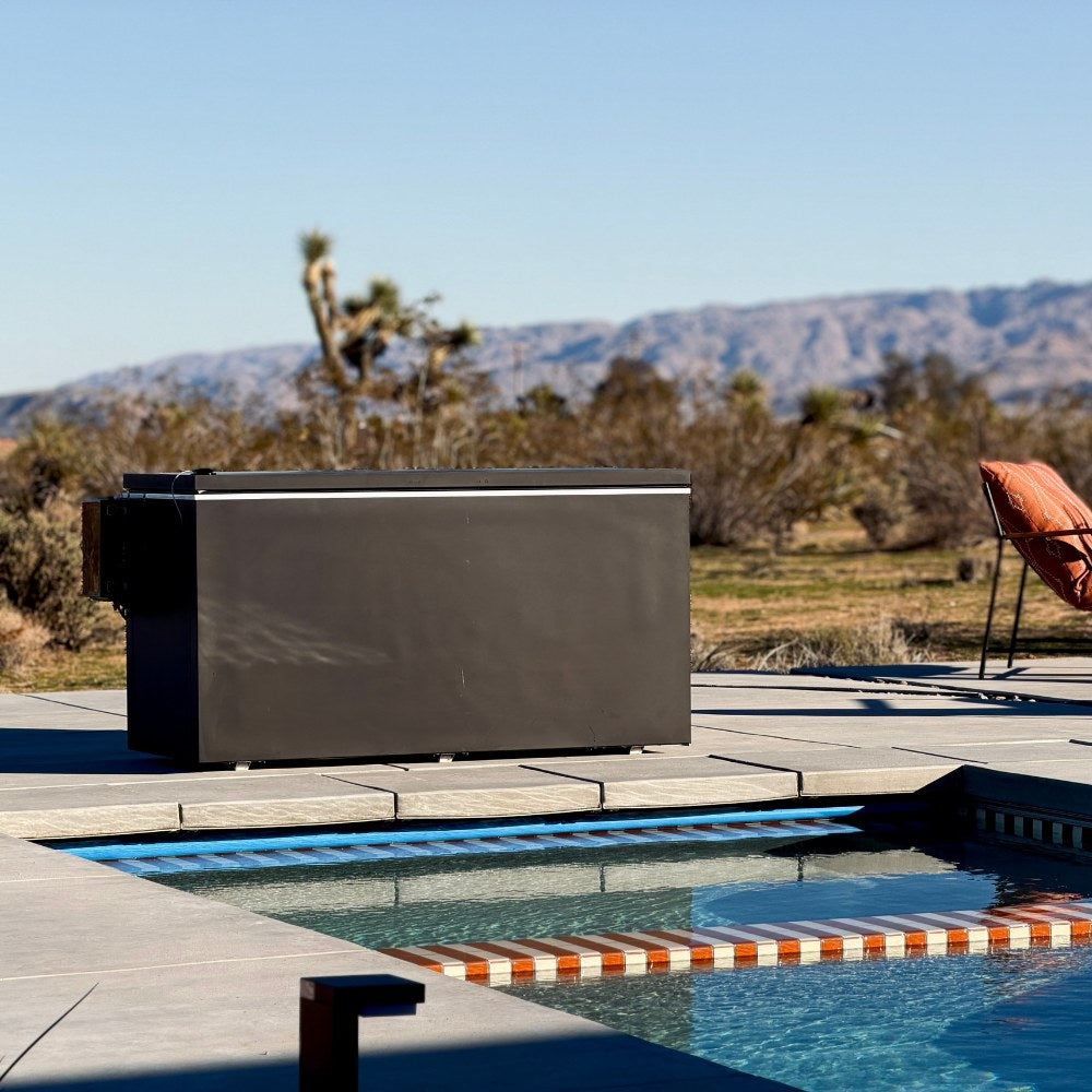Plunge Zero residential matte black hard top poolside