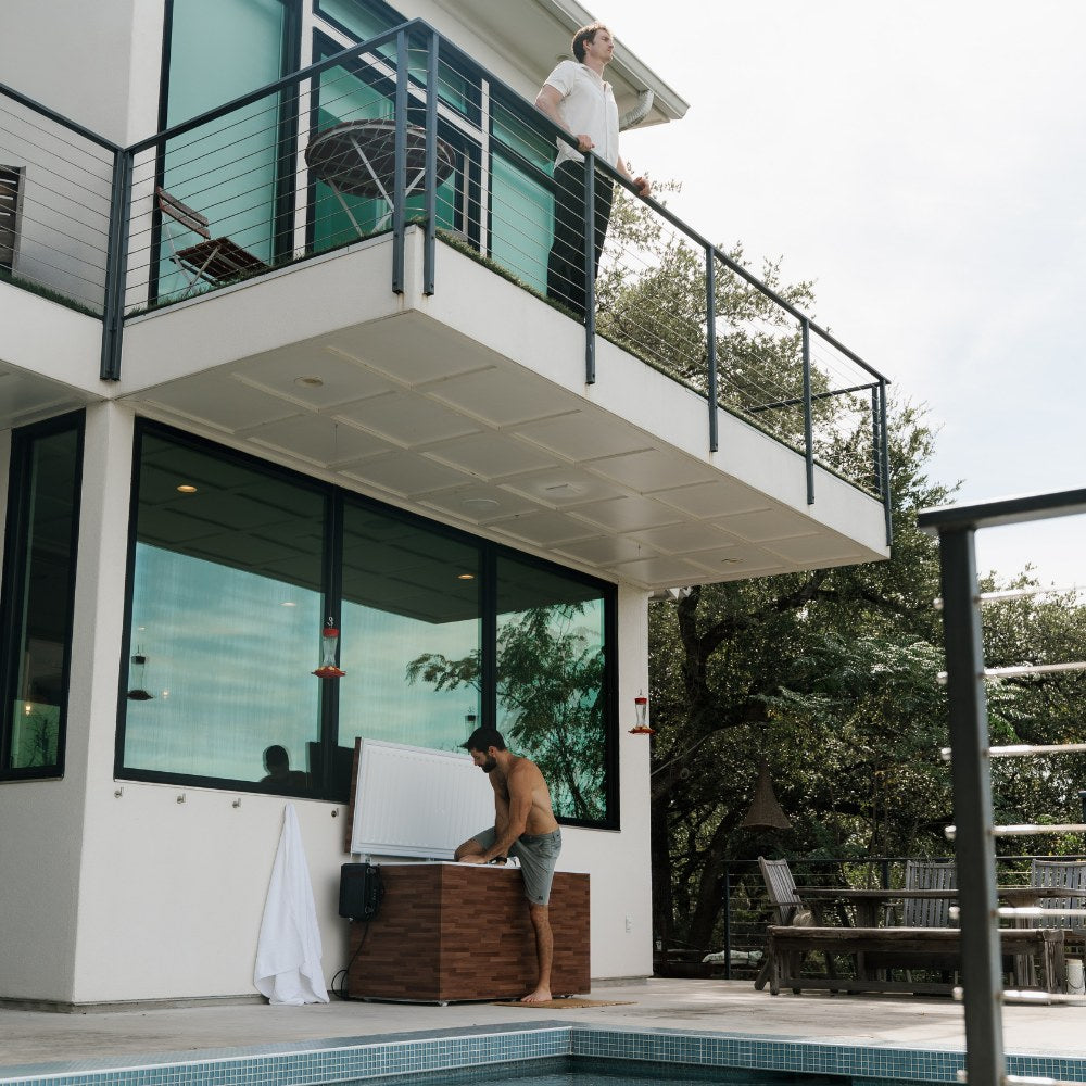 Plunge Zero residential SaunaSkin hard top poolside