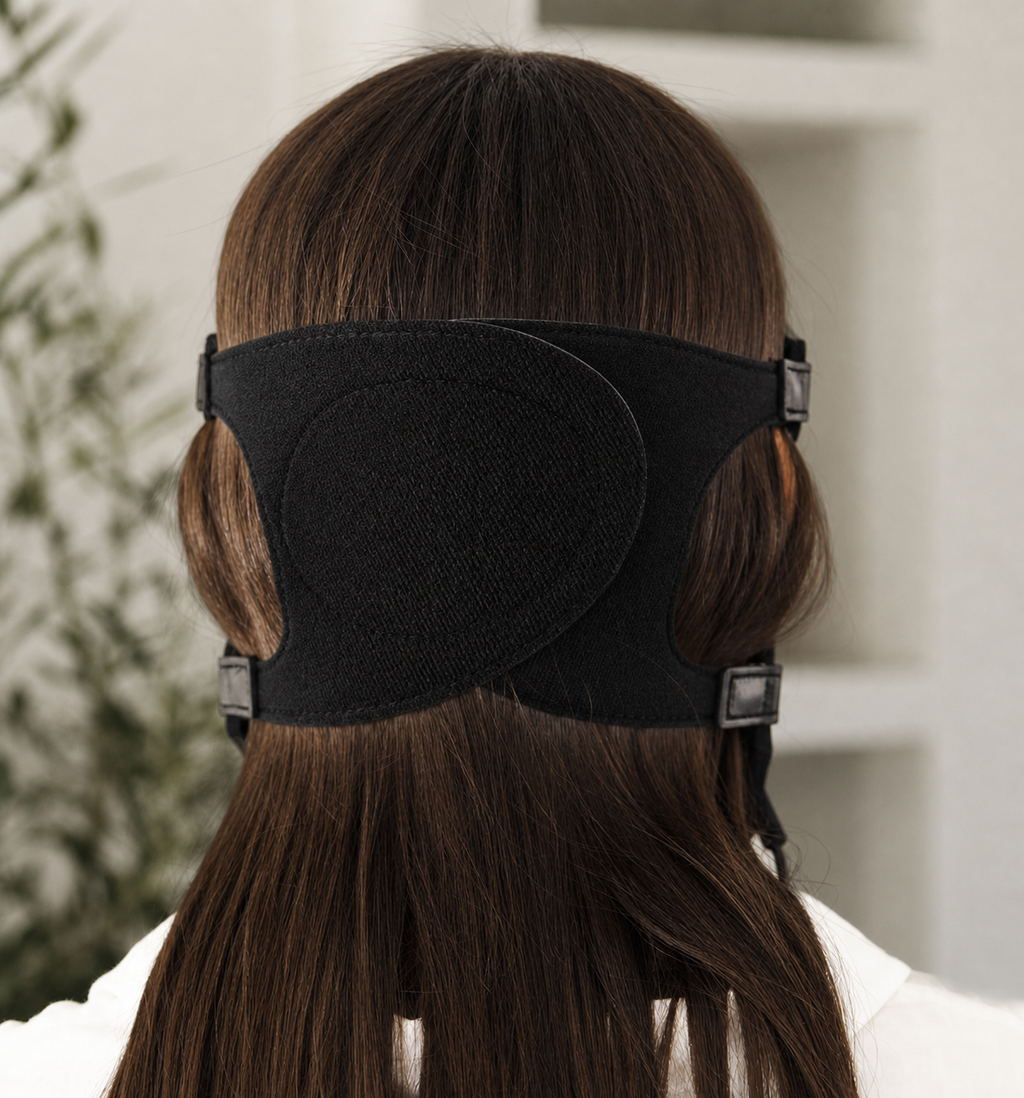 Rear view of the Renew Red Light Mask head straps